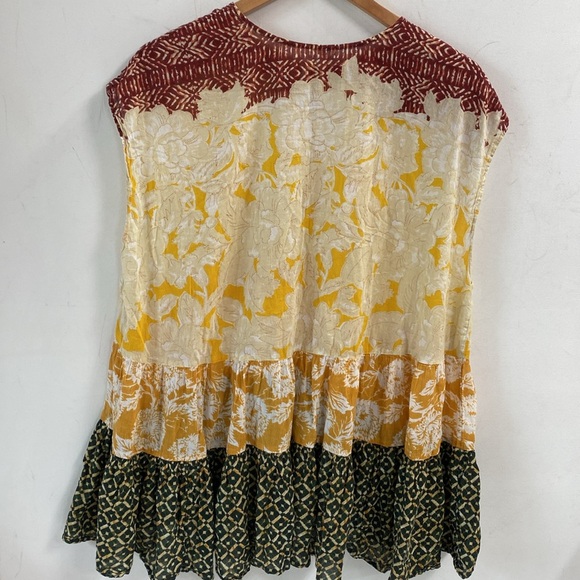 Free People Gotta Have You Boho Tunic Blouse (Marigold Combo Color), Size Large - Picture 9 of 11